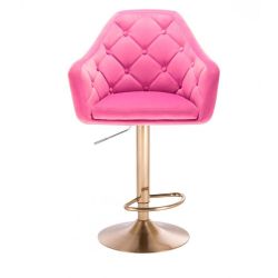 Barová židle ANDORA VELUR na stříbrném talíři - růžová