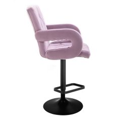 Barová židle  BOSTON VELUR na černém talíři - fialový vřes