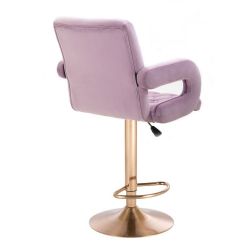 Barová židle  BOSTON VELUR na zlatém talíři - fialový vřes