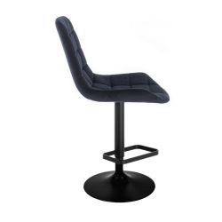 Barová židle PARIS VELUR na černém talíři - černá