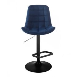 Barová židle PARIS VELUR na černém talíři -  modrá
