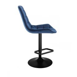 Barová židle PARIS VELUR na černém talíři -  modrá