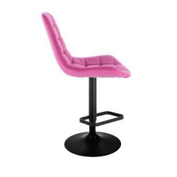 Barová židle PARIS VELUR na černém talíři -  růžová