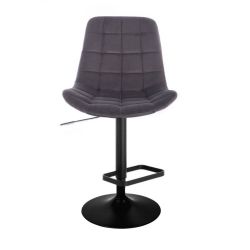 Barová židle PARIS VELUR na černém talíři -  šedá