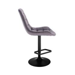Barová židle PARIS VELUR na černém talíři -  šedá