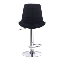 Barová židle PARIS VELUR na stříbrném talíři - černá