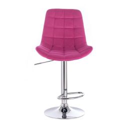 Barová židle PARIS VELUR na stříbrném talíři - růžová