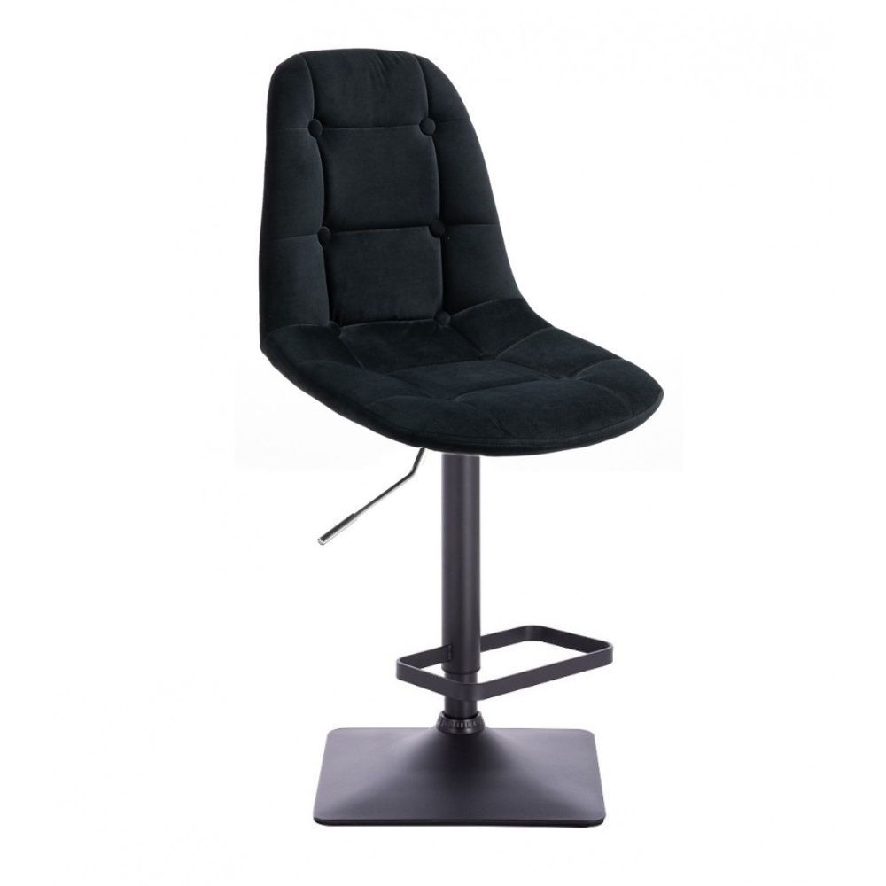 Barová židle SAMSON VELUR na černé podstavě - černá