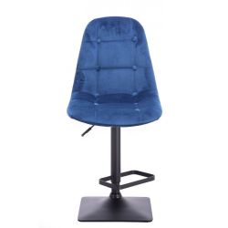 Barová židle SAMSON VELUR na černé podstavě - modrá