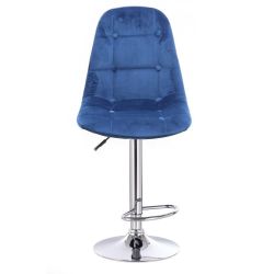 Barová židle SAMSON VELUR na stříbrném talíři - modrá