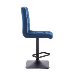 Barová židle TOLEDO VELUR na černé podstavě - modrá