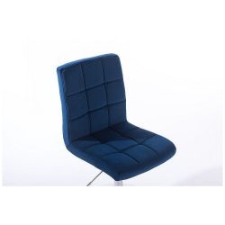 Barová židle TOLEDO VELUR na černém talíři - modrá