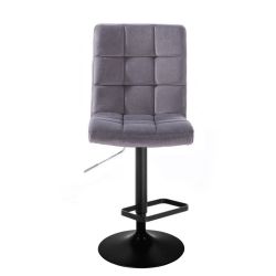 Barová židle TOLEDO VELUR na černém talíři - tmavě šedá