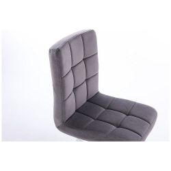 Barová židle TOLEDO VELUR na černém talíři - tmavě šedá
