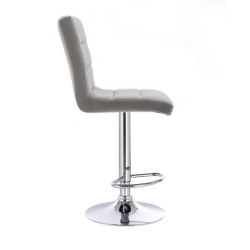 Barová židle TOLEDO VELUR na stříbrném talíři - světle šedá