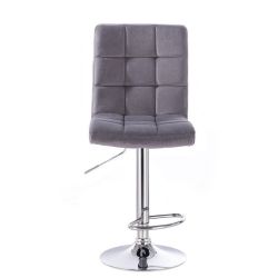 Barová židle TOLEDO VELUR na stříbrném talíři - tmavě šedá