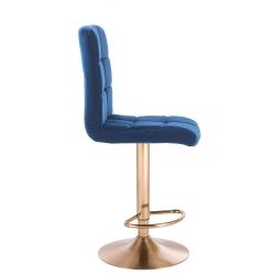 Barová židle TOLEDO VELUR na zlatém talíři - modrá