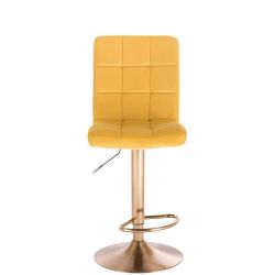 Barová židle TOLEDO VELUR na zlatém talíři - žlutá