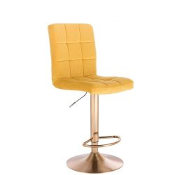 Barová židle TOLEDO VELUR na zlatém talíři - žlutá