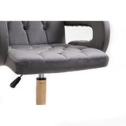 Kosmetická židle BOSTON VELUR na černé podstavě s kolečky - šedá