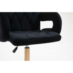 Kosmetická židle BOSTON VELUR na černé podstavě s kolečky - černá