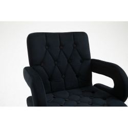 Kosmetická židle BOSTON VELUR na černé podstavě s kolečky - černá