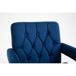 Kosmetická židle BOSTON VELUR na stříbrné podstavě s kolečky - modrá