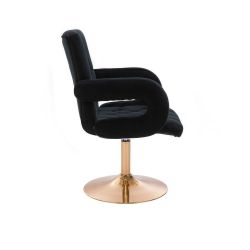 Kosmetická židle BOSTON VELUR na zlatém talíři - černá