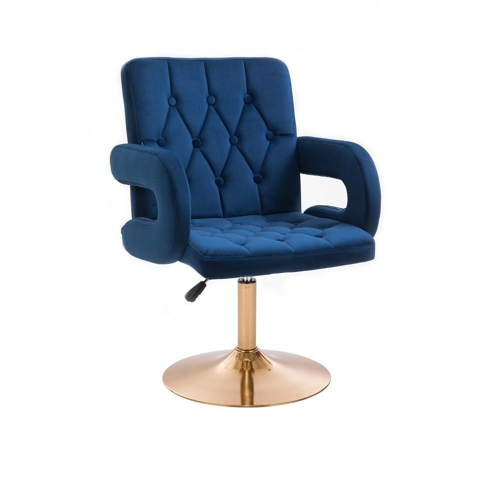 Kosmetická židle BOSTON VELUR na zlatém talíři - modrá