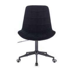 Kosmetická židle PARIS VELUR na černé podstavě s kolečky - černá