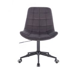 Kosmetická židle PARIS VELUR na černé podstavě s kolečky - šedá