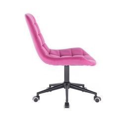 Kosmetická židle PARIS VELUR na černé podstavě s kolečky - růžová