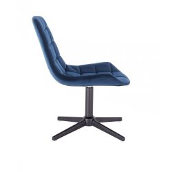 Kosmetická židle PARIS VELUR na černém  kříži - modrá