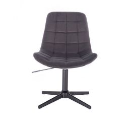 Kosmetická židle PARIS VELUR na černém  kříži - šedá