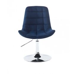 Kosmetická židle PARIS VELUR na stříbrném talíři - modrá