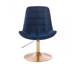 Kosmetická židle PARIS VELUR na zlatém talíři - modrá