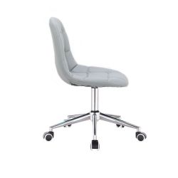 Kosmetická židle SAMSON na stříbrné podstavě s kolečky - šedá