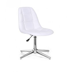 Kosmetická židle SAMSON na stříbrném kříži - bílá