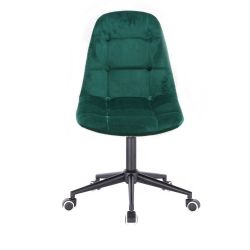 Kosmetická židle SAMSON VELUR na černé podstavě s kolečky - zelená