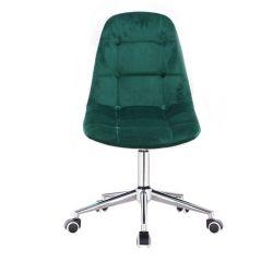 Kosmetická židle SAMSON VELUR na stříbrné podstavě s kolečky - zelená
