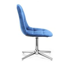 Kosmetická židle SAMSON VELUR na stříbrném kříži - modrá