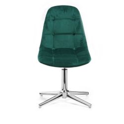 Kosmetická židle SAMSON VELUR na stříbrném kříži - zelená