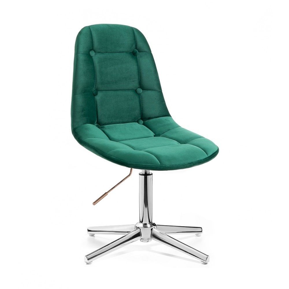 Kosmetická židle SAMSON VELUR na stříbrném kříži - zelená