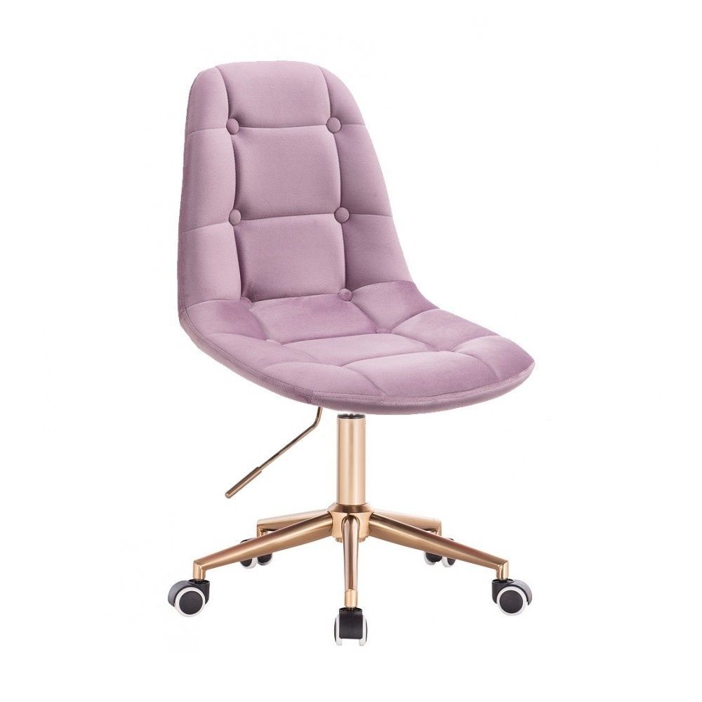 Kosmetická židle SAMSON VELUR na zlaté podstavě s kolečky - fialový vřes