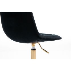 Kosmetická židle SAMSON VELUR na zlaté podstavě s kolečky - černá