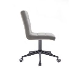Kosmetická židle TOLEDO VELUR na černé podstavě s kolečky - světle šedá
