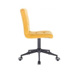 Kosmetická židle TOLEDO VELUR na černé podstavě s kolečky - žlutá