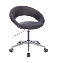 Kosmetická židle NAPOLI na stříbrné podstavě s kolečky - černá