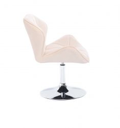 Kosmetická židle MILANO VELUR na stříbrném talíři - krémová