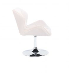 Kosmetická židle MILANO VELUR na stříbrném talíři - bílá